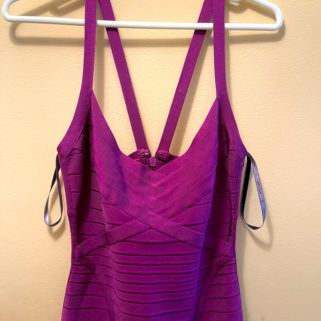 Herve Leger Bandage Mini Dress In Plum Brand New